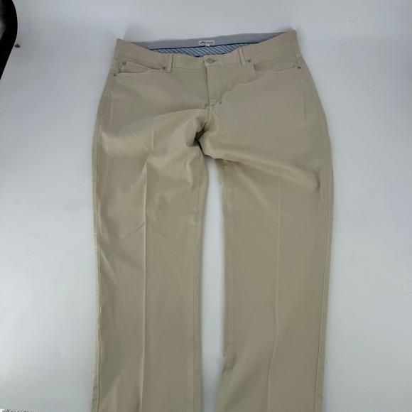 Peter Millar Mens Khaki Chinos Pants Size 40 Flat Front Casual Dress Cotton - Picture 3 of 4